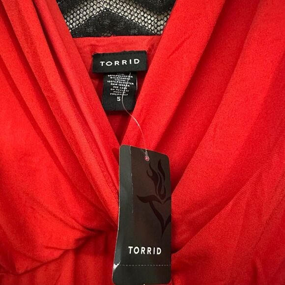 TORRID Surplice Top Womens Blouse Sz 5X Plus Red V-Neck 3/4 Sleeve Knit NWT - Picture 5 of 11